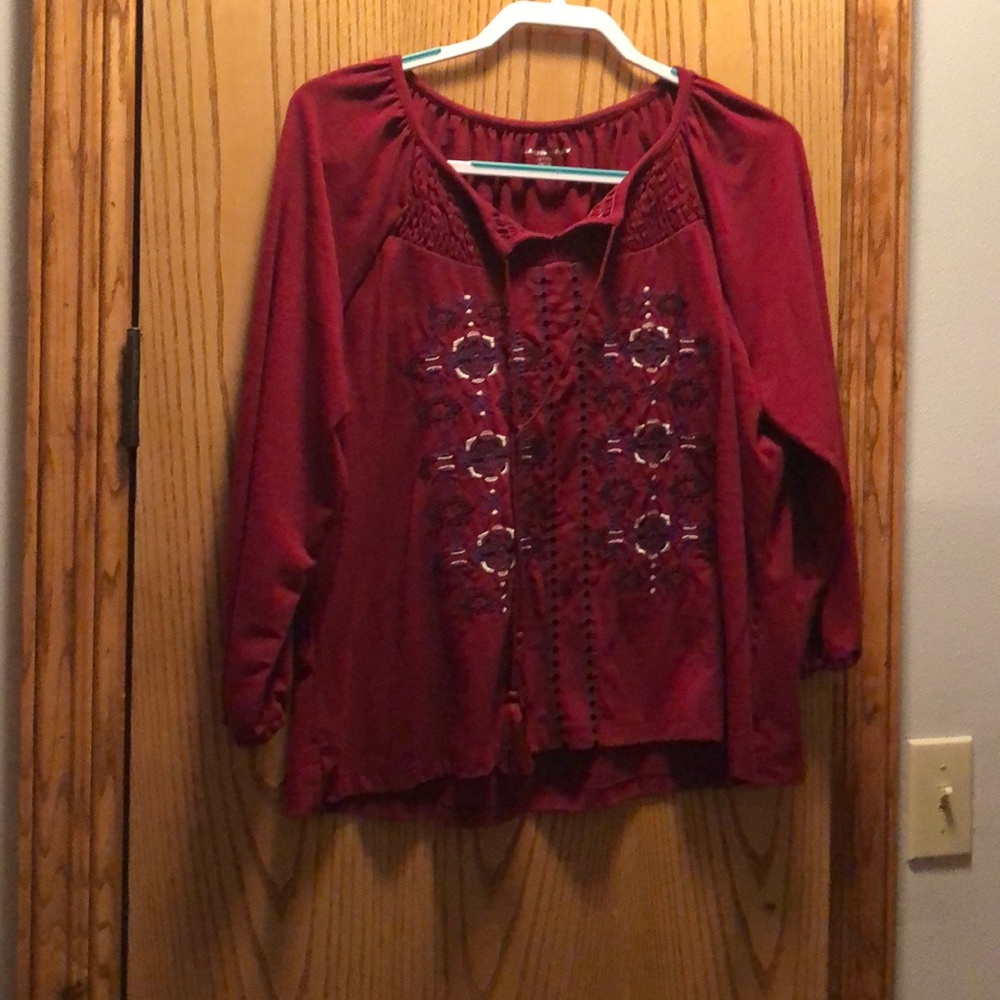 Maroon long sleeve blouse
